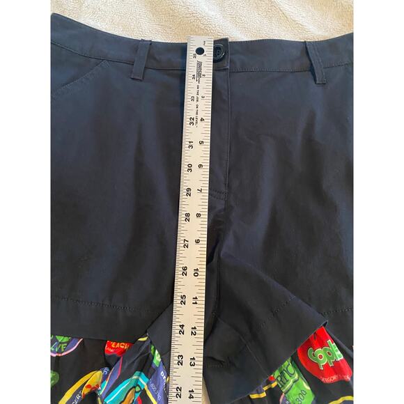 LOVE MOSCHINO SHORTS 8 BLACK FRUIT STICKER RUFFLE MULTI PREPPY UNIQUE FUN CUTE - Picture 13 of 14